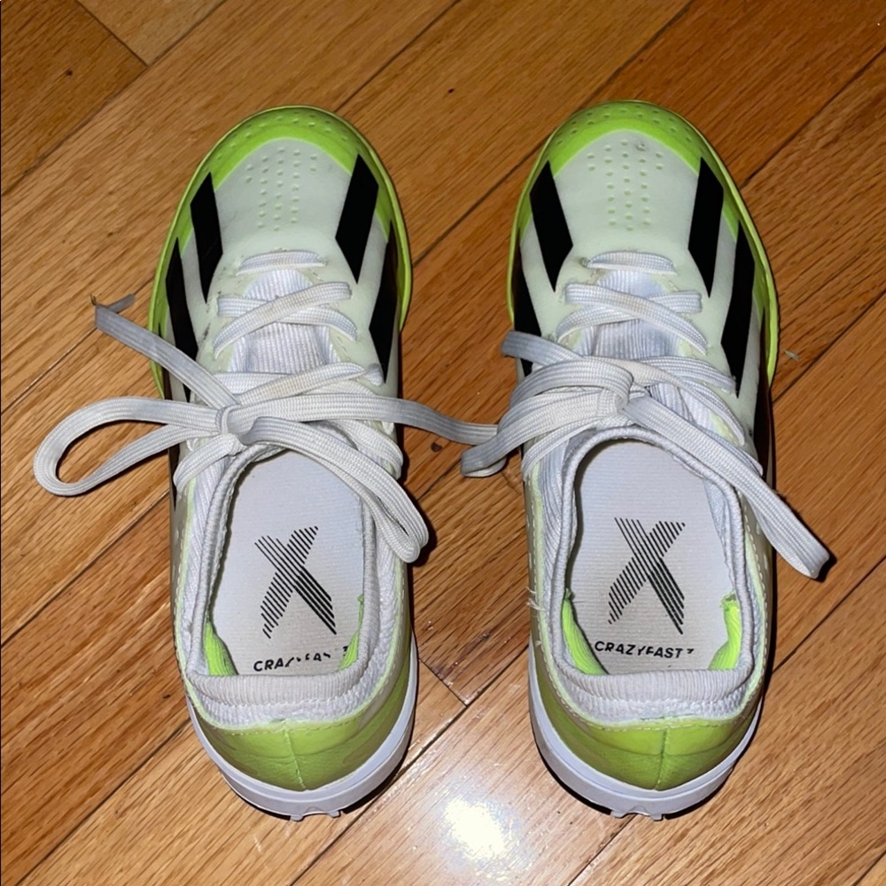 Adidas Crazyfast Kids Lime Green and Black Turf Shoes Sneakers - Picture 4 of 7